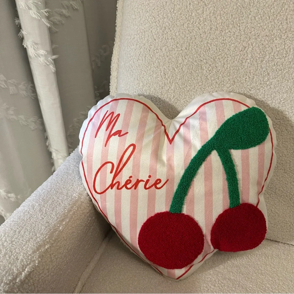 Ma Cherie Target Bullseye Playground Heart-Shaped Cherry Accent Pillow